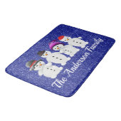 Family of Four Snowmen Blue Sparkle Winter     Badmat (Gekanteld)