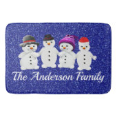 Family of Four Snowmen Blue Sparkle Winter     Badmat (Voorkant)