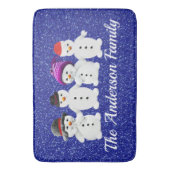 Family of Four Snowmen Blue Sparkle Winter     Badmat (Voorkant Verticaal)