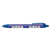 Family of Four Snowmen Blue Sparkle Winter Blauwe Inkt Pen (Bovenkant)