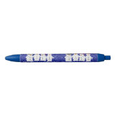 Family of Four Snowmen Blue Sparkle Winter Blauwe Inkt Pen (Voorkant)