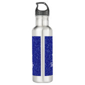 Family of Four Snowmen Blue Sparkle Winter Waterfles (Achterkant)