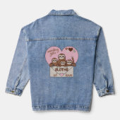 Family of Sloths with Envelope, Heart and Text Denim Jacket (Achterkant)