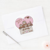 Family of Sloths with Envelope, Heart and Text Ronde Sticker (Envelop)