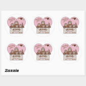 Family of Sloths with Envelope, Heart and Text Ronde Sticker (Vel)