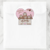 Family of Sloths with Envelope, Heart and Text Ronde Sticker (Tas)