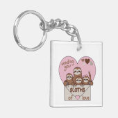 Family of Sloths with Envelope, Heart and Text Sleutelhanger (Voorkant Links)