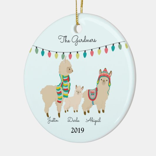 Family of Three Christmas Keramisch Ornament (Links)