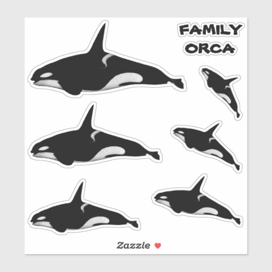 FAMILY ORCA WHALE STICKER (Vel)