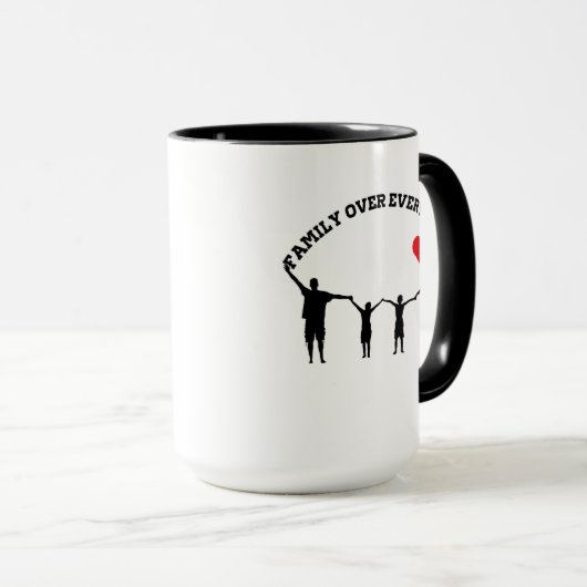 Family Over Everything Mug with Silhouette Design Mok (Voorkant rechts)