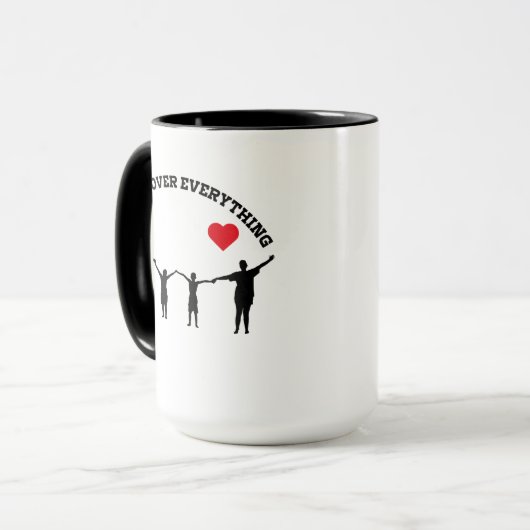 Family Over Everything Mug with Silhouette Design  Mok (Voorkant links)