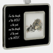 Family Pack Sterkte Quote Wolf & Cub Animal art Verzilverd Omlijst Ornament (Rechts)