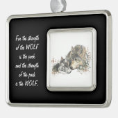 Family Pack Sterkte Quote Wolf & Cub Animal art Verzilverd Omlijst Ornament (Links)