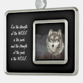 Family Pack Strength Quote Wolf Mountain art Verzilverd Omlijst Ornament (Links)