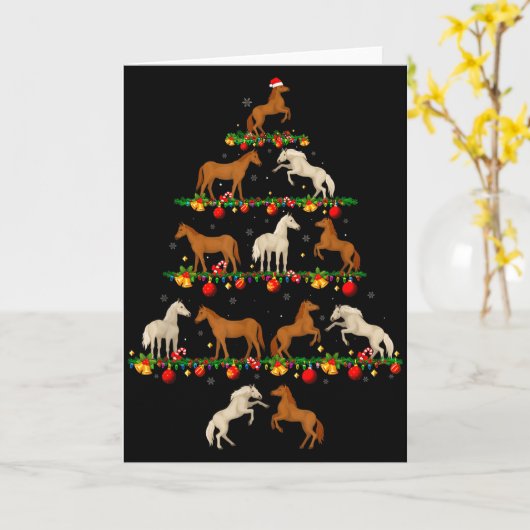 Family Pajama Sets Christmas Matching Horse Xmas T Kaart (Gele Bloem)