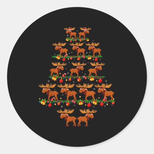 Family Pajama Sets Christmas Matching Moose Xmas T Ronde Sticker (Voorkant)