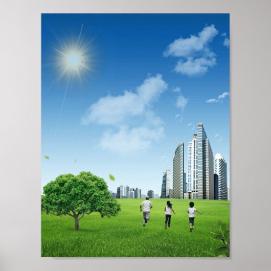 Family Park Skyline Frutiger Aero Poster (Voorkant)