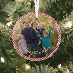 Family Pas getrouwd Cute Candy Cane Glas Ornament