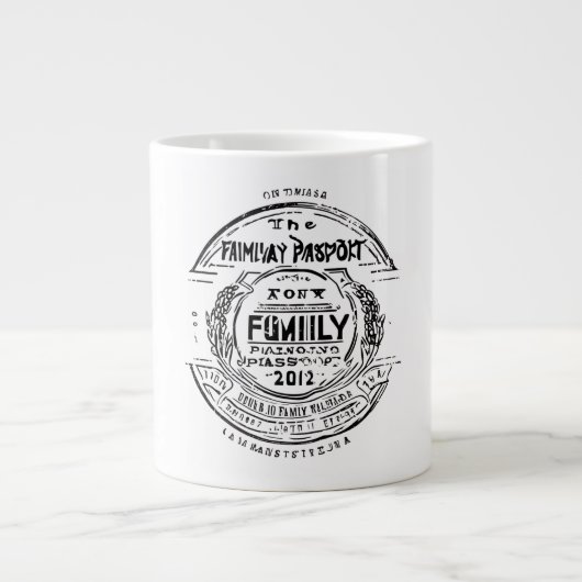 Family Passport Stamp Personalized Custom Travel  Grote Koffiekop (Voorkant)