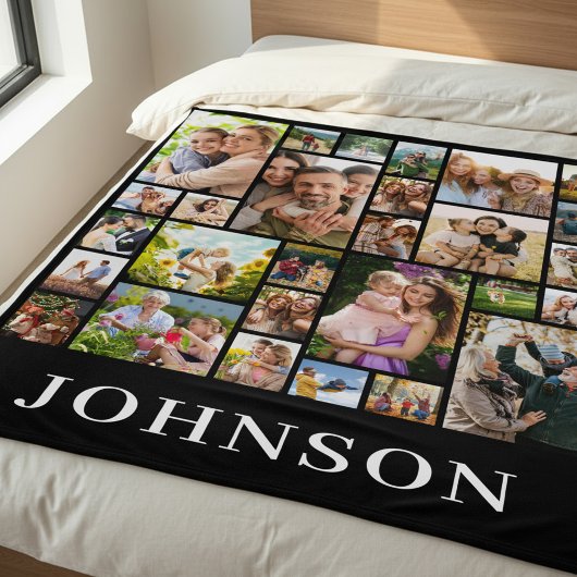 Family Personalized 28 Photo Collage Fleece Deken