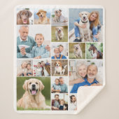 Family Personalized Modern Simple 18 Photo Collage Sherpa Deken (Voorkant)