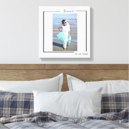 Family Personalized Photo and Text Typography Canvas Afdruk