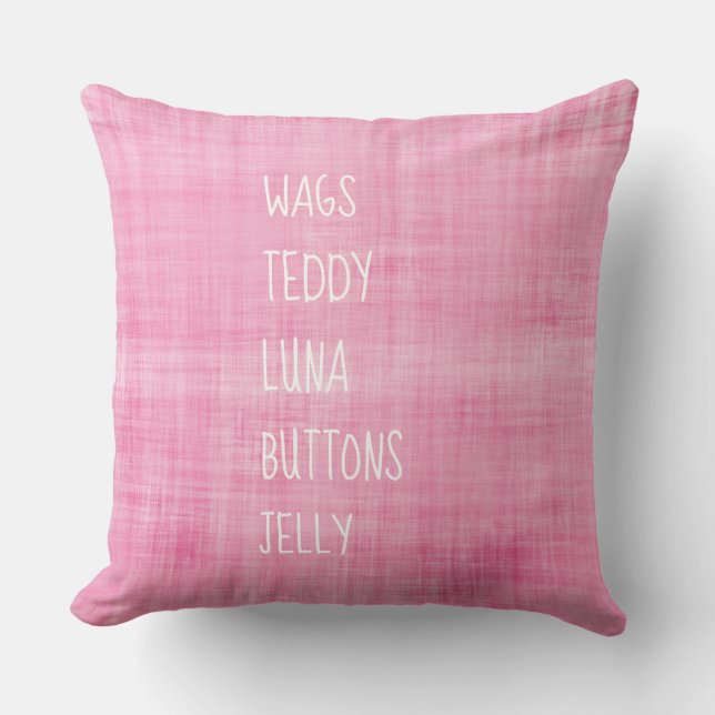 Family PET Names Timeless Keepsake Decor Pink Kussen (Voorkant)