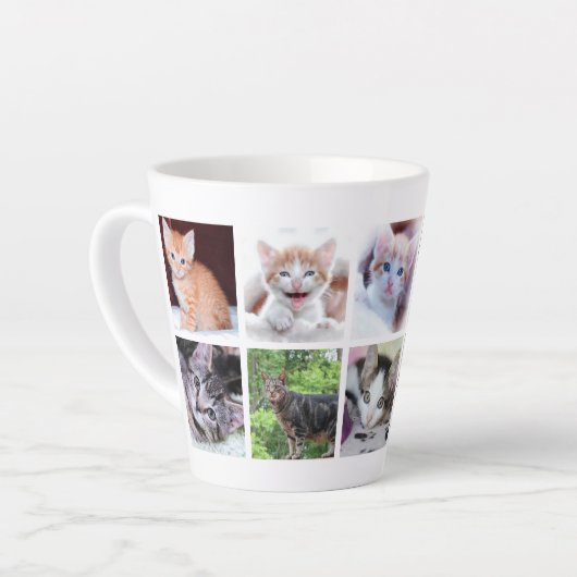 Family Pet Photo Collage Latte Mok (Linkerhoek)
