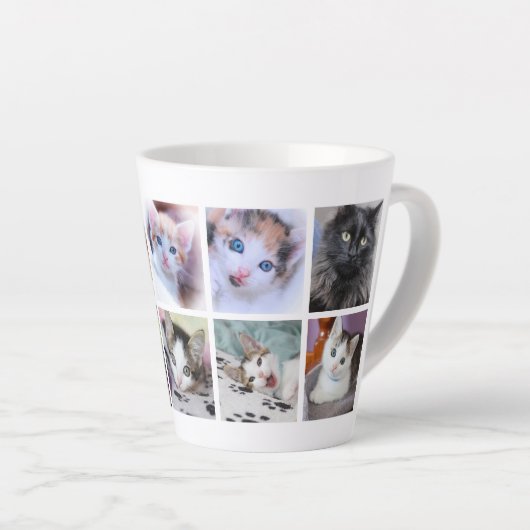 Family Pet Photo Collage Latte Mok (Rechterhoek)
