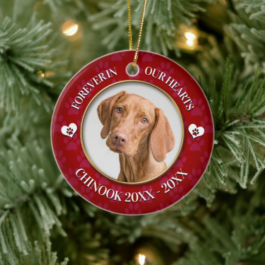 Family Pet Photo Memorial Keramisch Ornament (Boom)