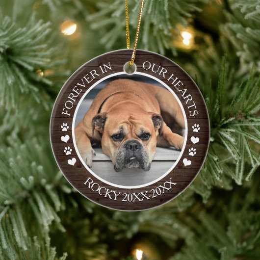 Family Pet Photo Memorial Keramisch Ornament (Boom)