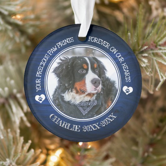 Family Pet Photo Memorial Ornament (Boom)