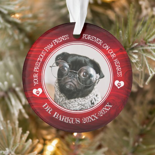 Family Pet Photo Memorial Ornament (Boom)