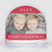 Family photo and year red Merry Christmas keepsake Sneeuwbol (Achterkant)