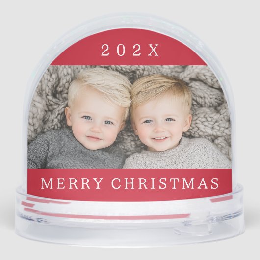 Family photo and year red Merry Christmas keepsake Sneeuwbol (Achterkant)