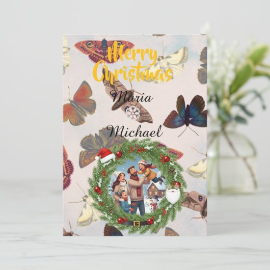 ❄️ Family Photo Brush Invitation ❄️ Save The Date (Staand voorkant)