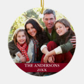 Family Photo Burgundy Keramisch Ornament (Voorkant)