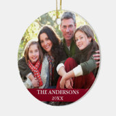 Family Photo Burgundy Keramisch Ornament (Links)