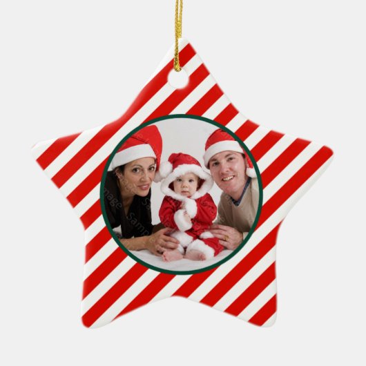 Family Photo Candy Cane Star Keramisch Ornament (Voorkant)