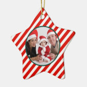 Family Photo Candy Cane Star Keramisch Ornament (Links)