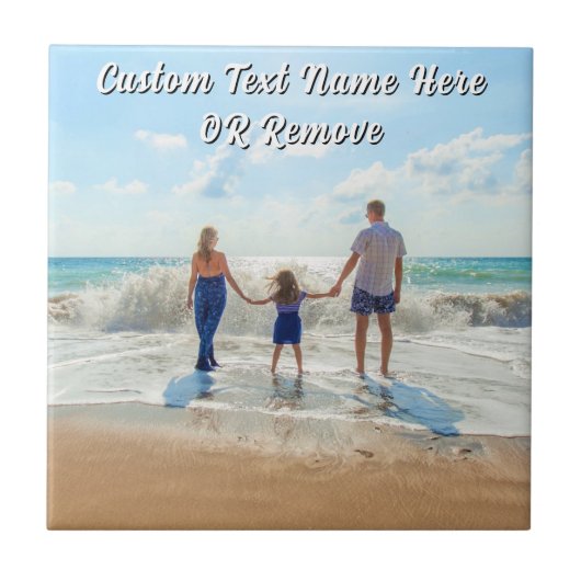 Family Photo Ceramic Tile Personalized Text Tegeltje (Voorkant)