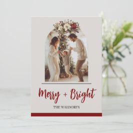 Family Photo Christmas Card | Merry + Bright Feestdagenkaart