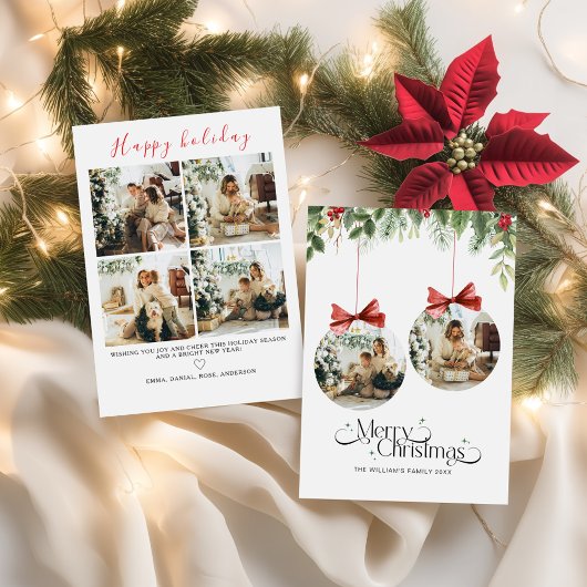 Family Photo Christmas Card Template Minimalist Feestdagenkaart