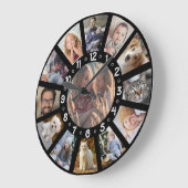 Family Photo Collage 13 Pic en Numbers Easy Black Grote Klok (Hoek)