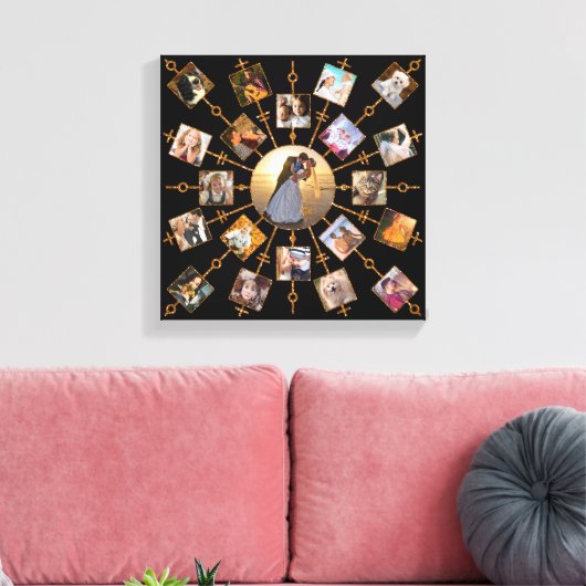 Family Photo Collage 21 Afbeeldingen  Black Gold Canvas Afdruk (Insitu (Woonkamer))