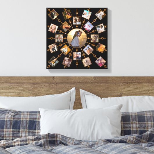 Family Photo Collage 21 Afbeeldingen  Black Gold Canvas Afdruk (Insitu (Slaapkamer))