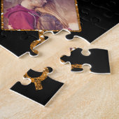 Family Photo Collage 21 Afbeeldingen Black Gold Legpuzzel (Zijkant)