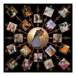 Family Photo Collage 21 Afbeeldingen  Black Gold Perfect Poster