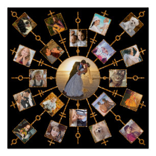 Family Photo Collage 21 Afbeeldingen  Black Gold Perfect Poster
