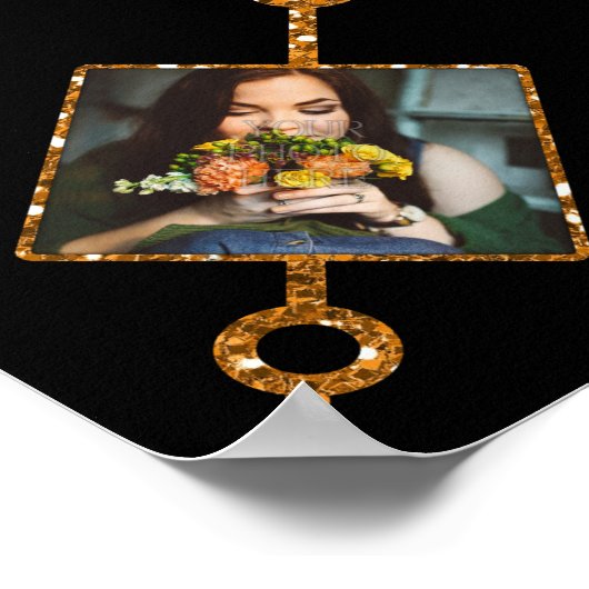 Family Photo Collage 21 Afbeeldingen  Black Gold Poster (Hoek)
